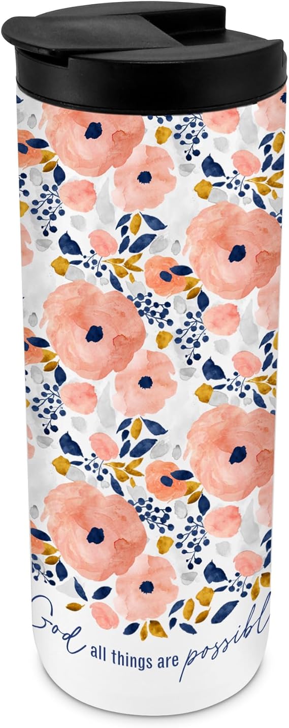 LCP 37011 TUMBLER 20 OZ WITH GOD MATT.19:26 FLORAL