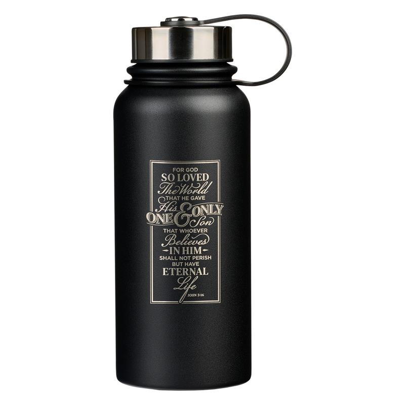 CAG FLS071 SSTEEL WATER BOTTLE BLACK FOR GOD SO LO
