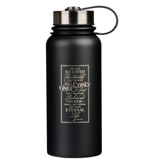 CAG FLS071 SSTEEL WATER BOTTLE BLACK FOR GOD SO LO