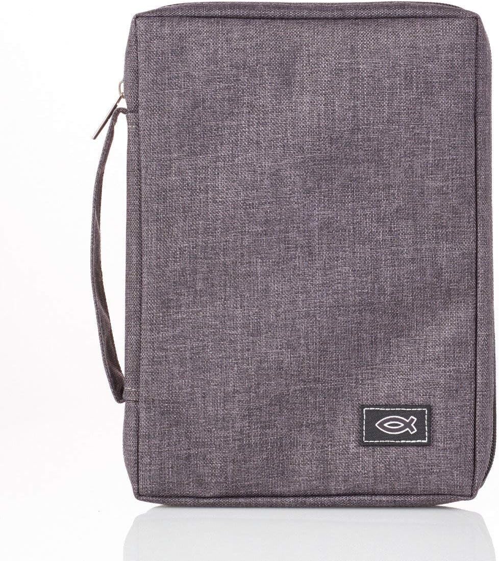 CAG BBL615 BIBLE COVER POLYESTER VALUE LARGE GREY FISH APPL
