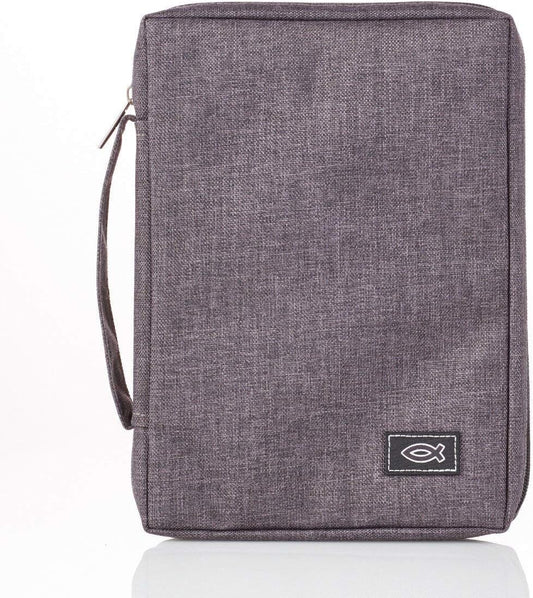 CAG BBL615 BIBLE COVER POLYESTER VALUE LARGE GREY FISH APPL