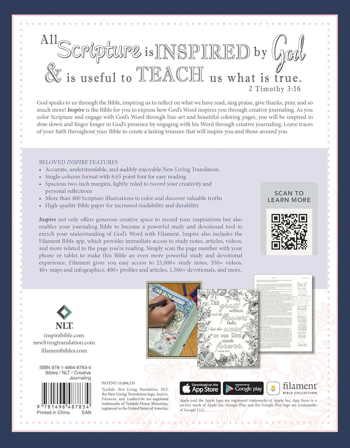NLT INSPIRE BIBLE HC NAVY