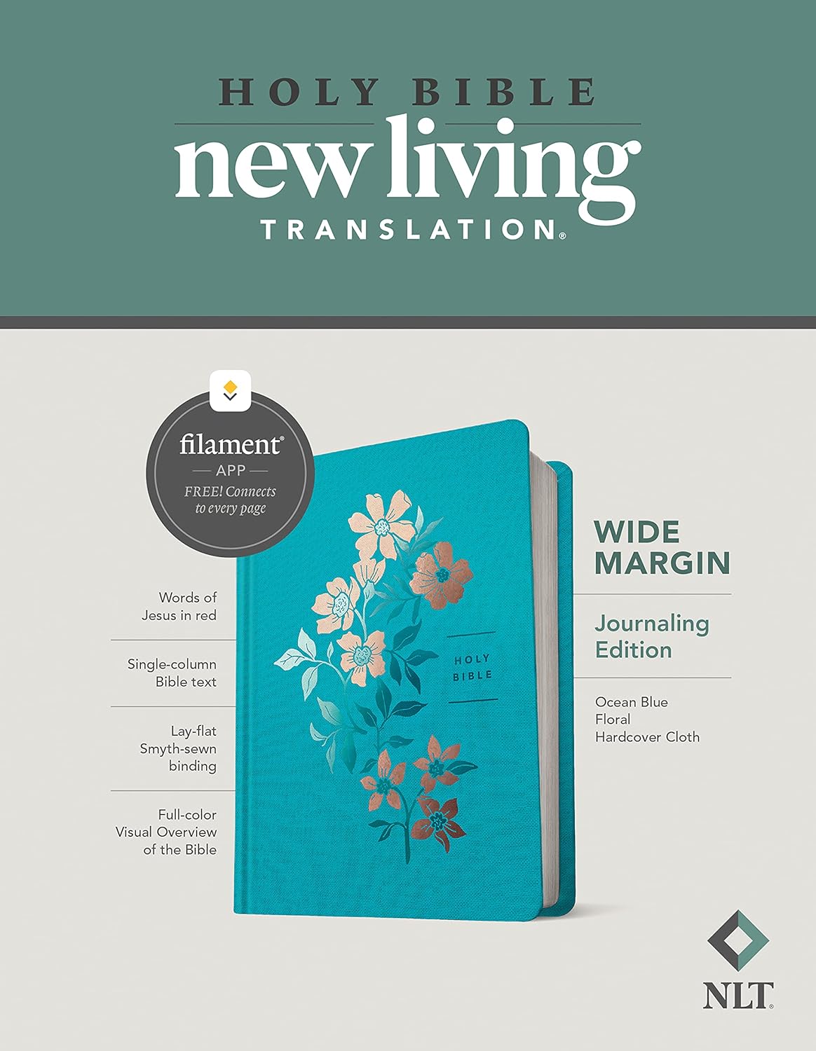 NLT BIBLE WIDE MARGIN HC BLU FILAMENT