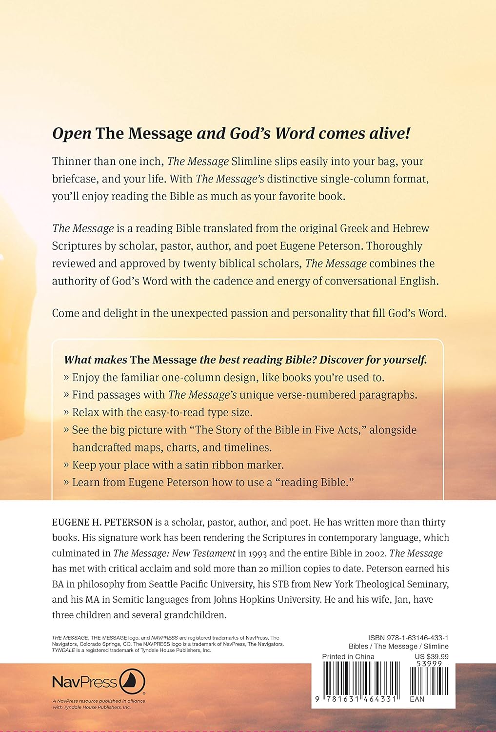 MESSAGE BIBLE SLIMLINE LL SADDLE TAN