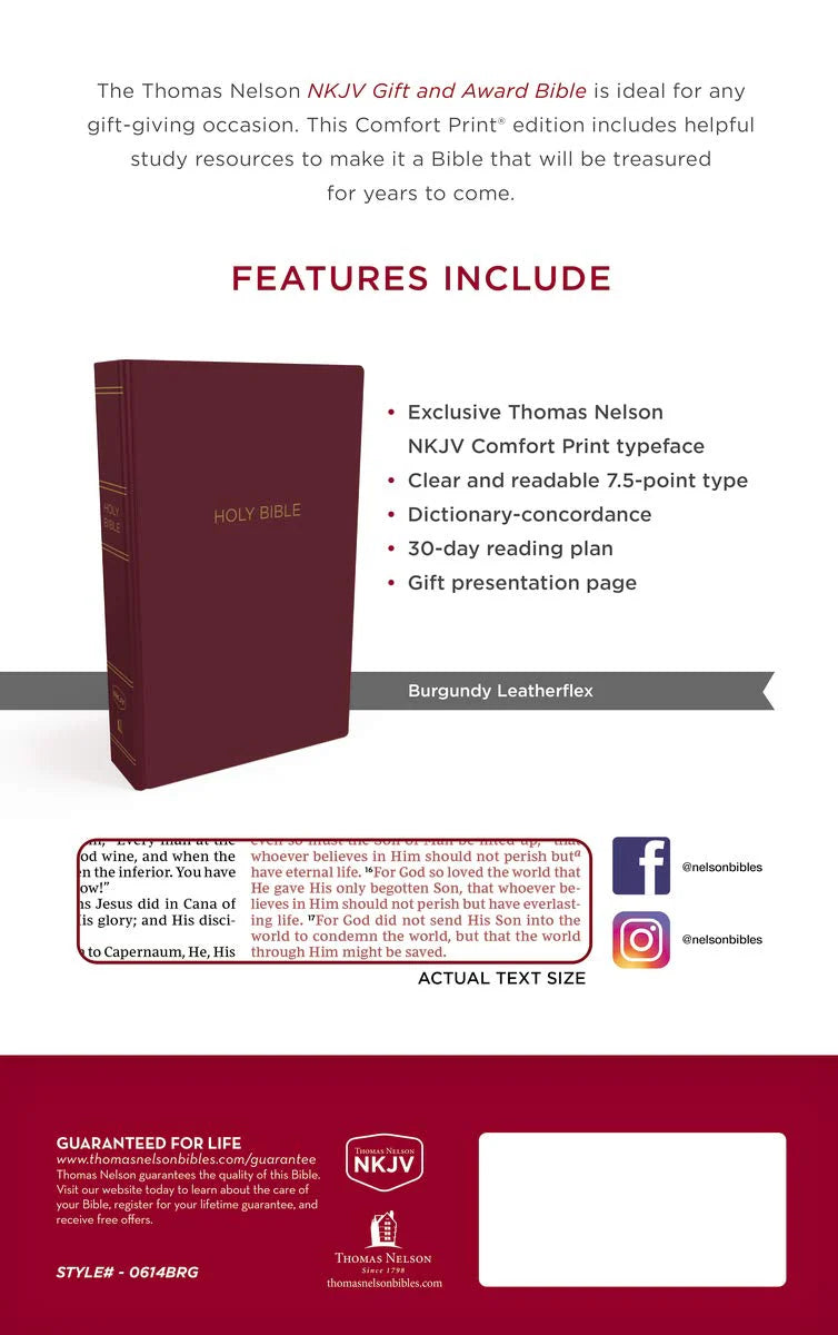 NKJV TN GIFT AND AWARD BIBLE IL BURGUNDY