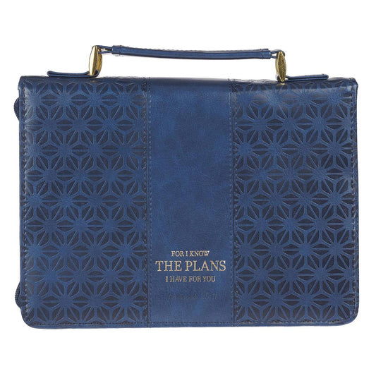 CAG BBM690 BIBLE COVER FAUXL MEDIUM NAVY PATTERN