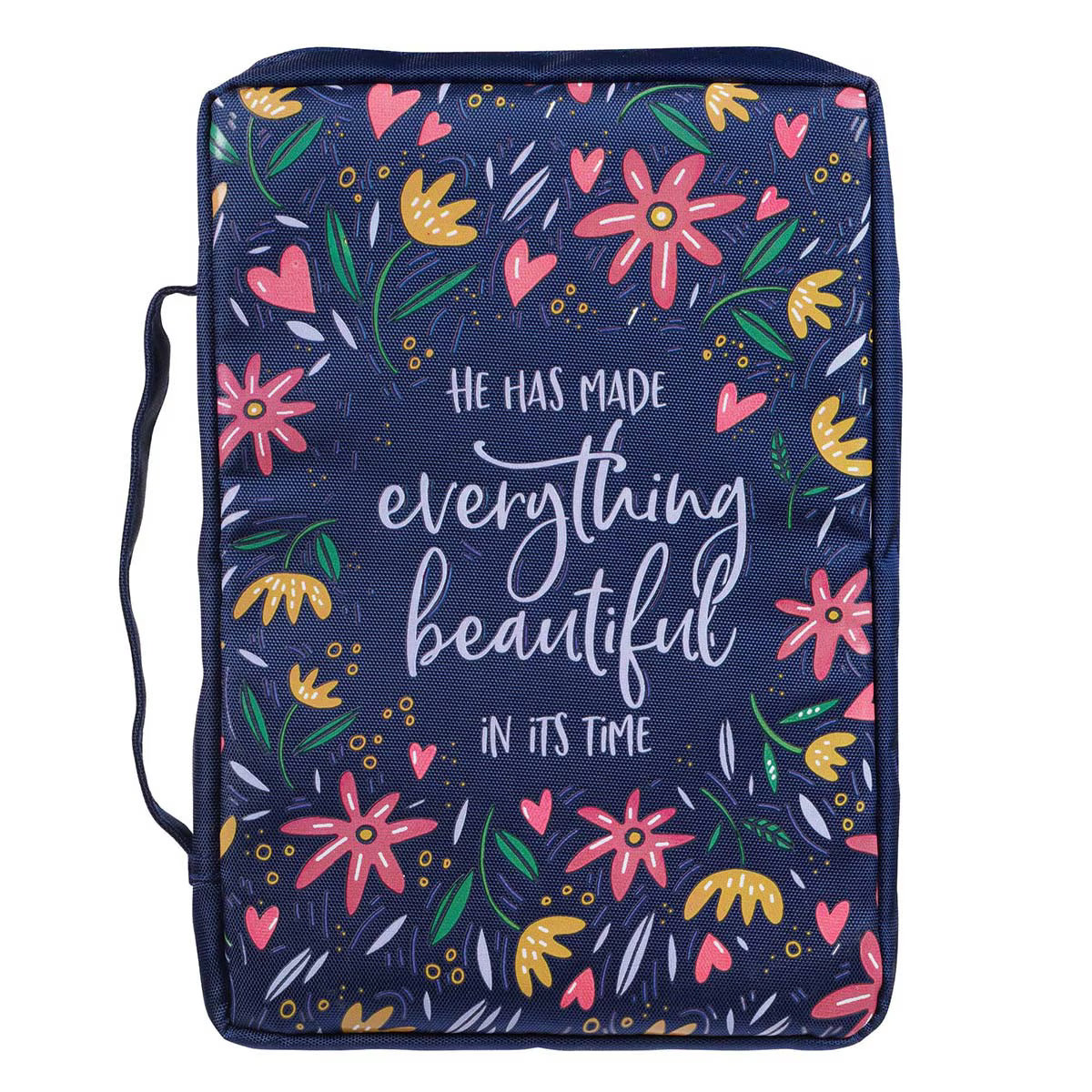 CAG BBL696 BIBLE COVER VALUE NAVY/FLORAL PRINTED EVERYTHING BEAUTIFUL