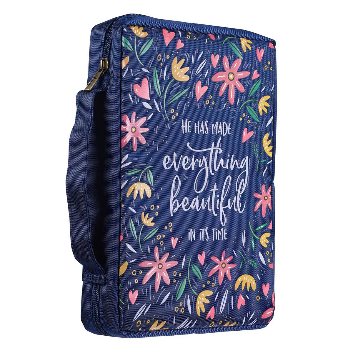CAG BBL696 BIBLE COVER VALUE NAVY/FLORAL PRINTED EVERYTHING BEAUTIFUL