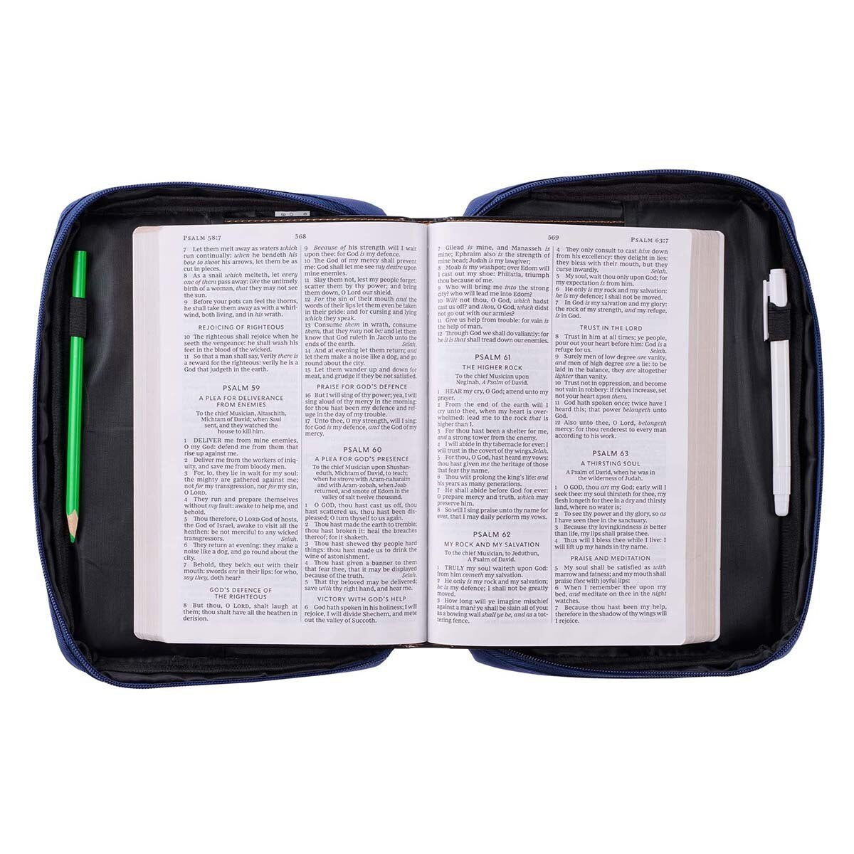 CAG BBL696 BIBLE COVER VALUE NAVY/FLORAL PRINTED EVERYTHING BEAUTIFUL