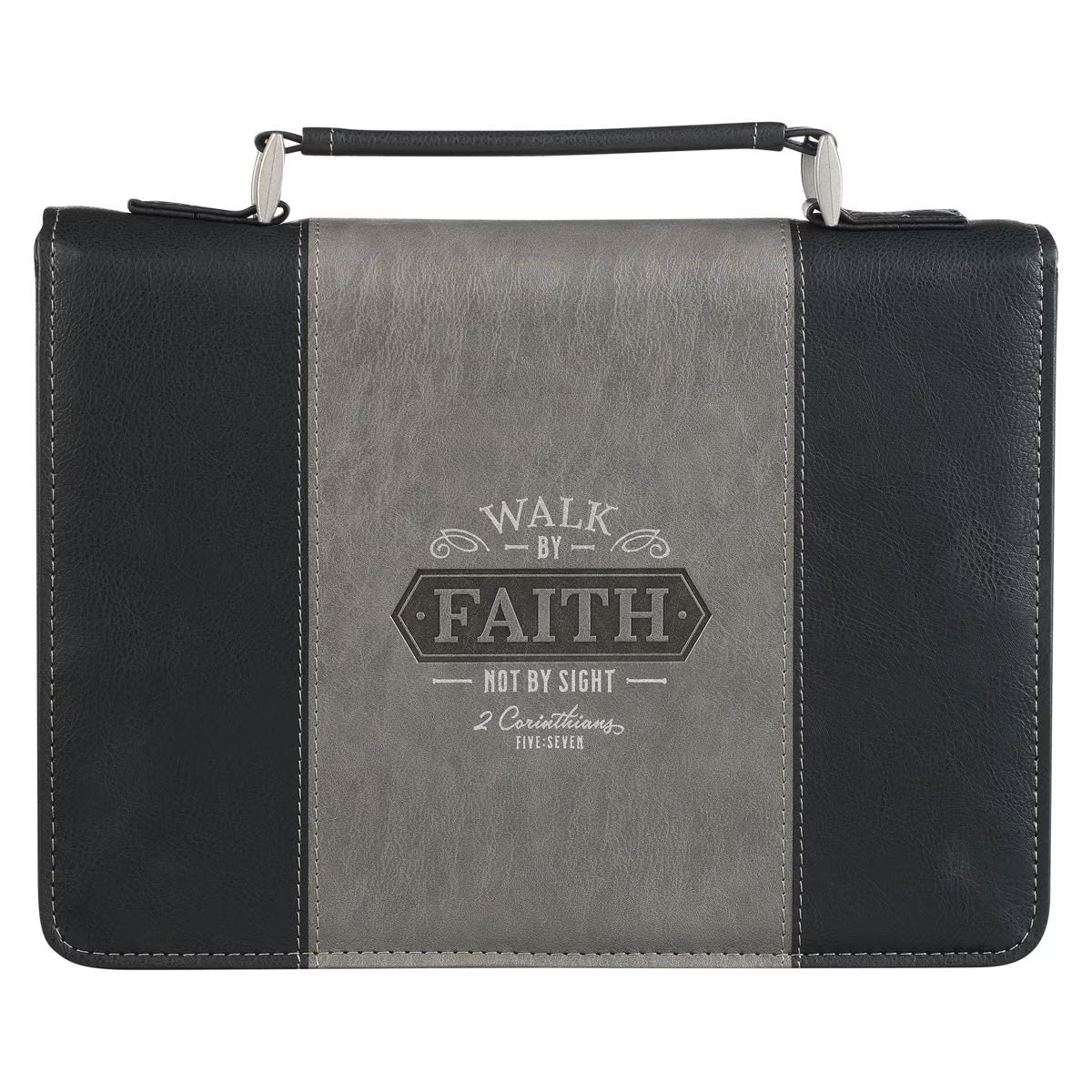 CAG BBL766 BIBLE COVER CLASSIC BLACK/GRAY WALK BY FAITH 2 COR. 5:7