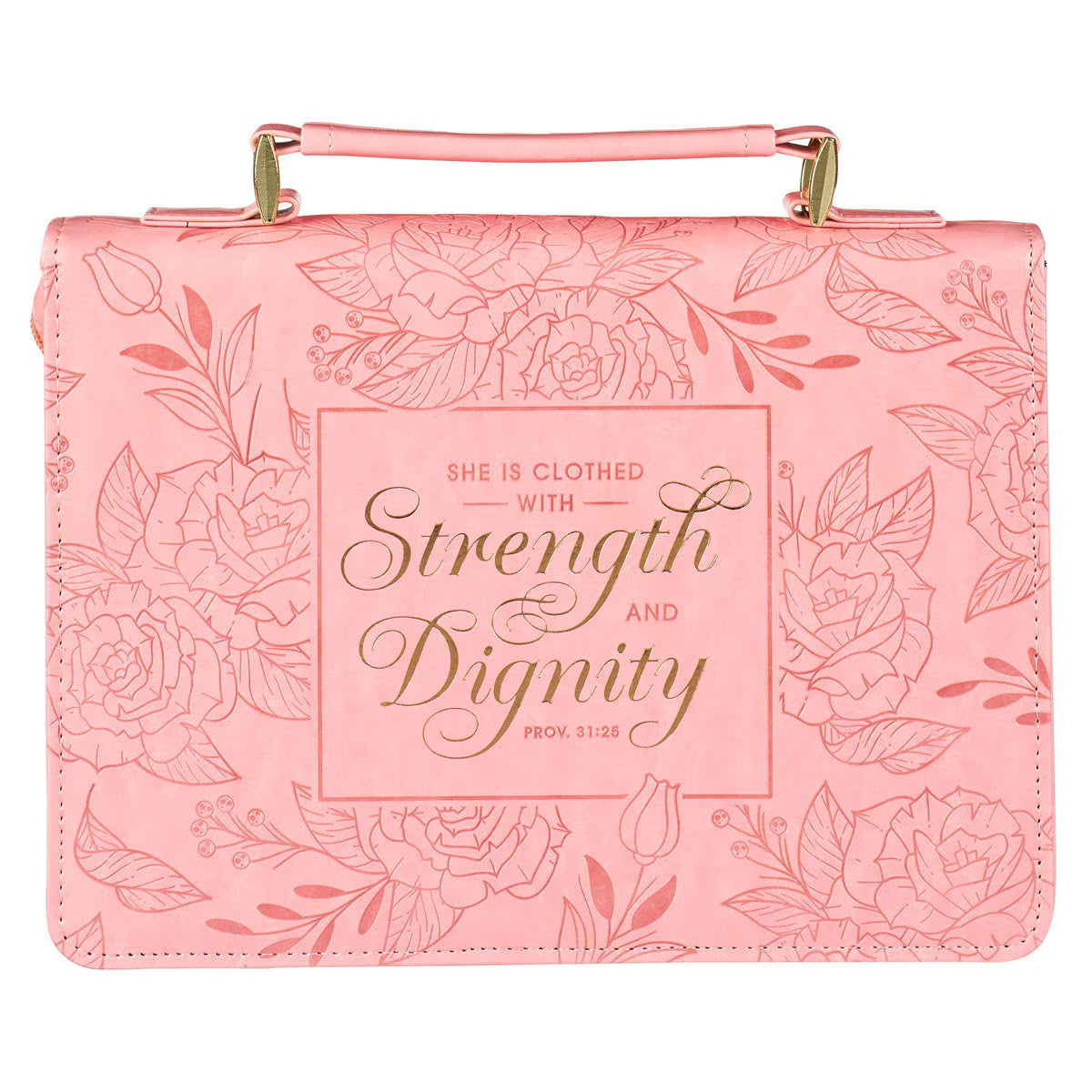CAG BBL781 BIBLE COVER FASHION PINK FLORAL STRENGTH & DIGNITY PROV. 31:25
