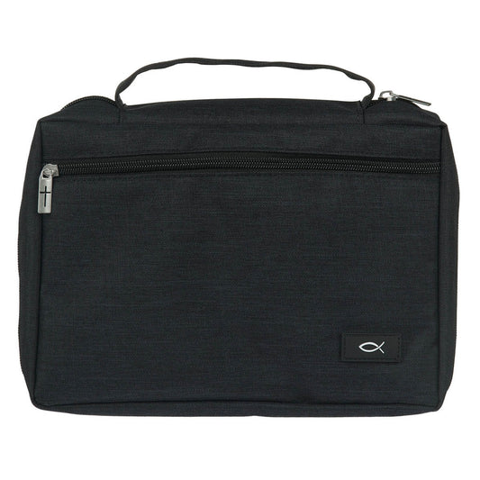 CAG BBC783 BIBLE COVER VALUE BLACK ICHTHUS PATCH