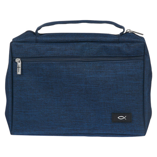 CAG BBC787 BIBLE COVER VALUE NAVY ICHTHUS PATCH