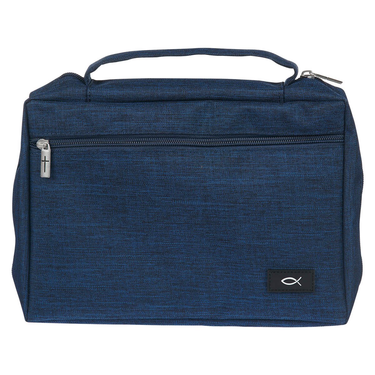 CAG BBM787 BIBLE COVER VALUE NAVY ICHTHUS PATCH