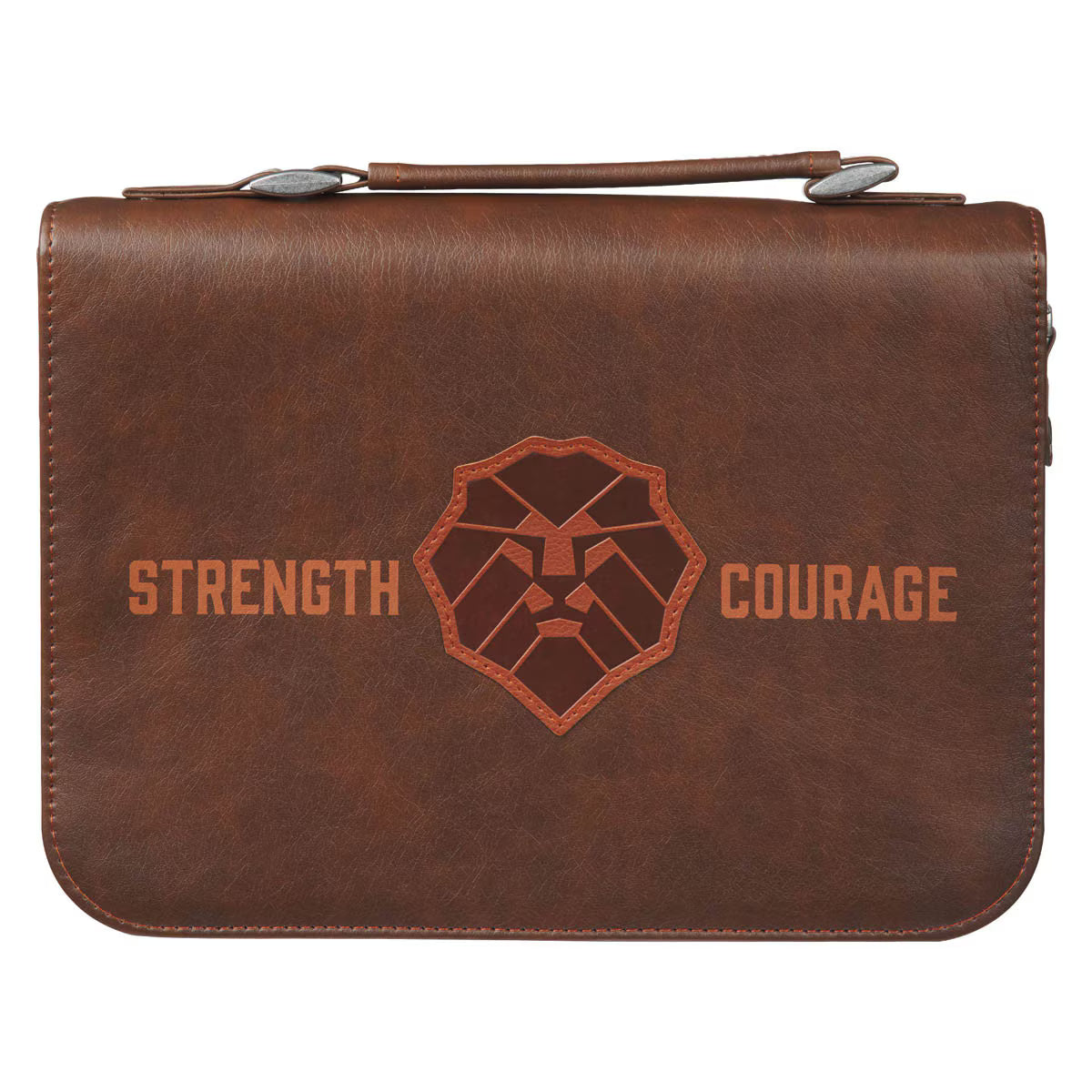 CAG BBM800 BIBLE COVER CLASSIC BROWN LION STRENGTH & COURAGE JOSH.1:9