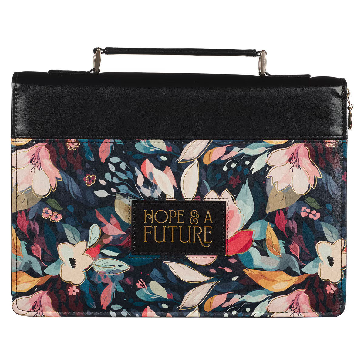 CAG BBM816 BIBLE COVER FASHION BLACK FLORAL HOPE & A FUTURE JER.29:11