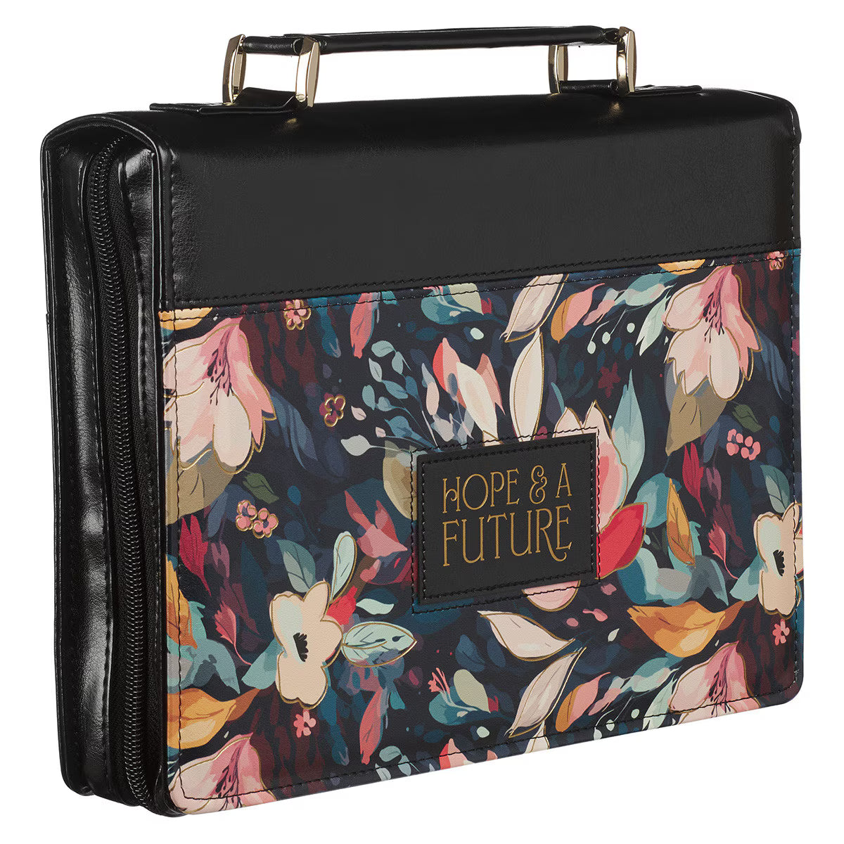 CAG BBM816 BIBLE COVER FASHION BLACK FLORAL HOPE & A FUTURE JER.29:11