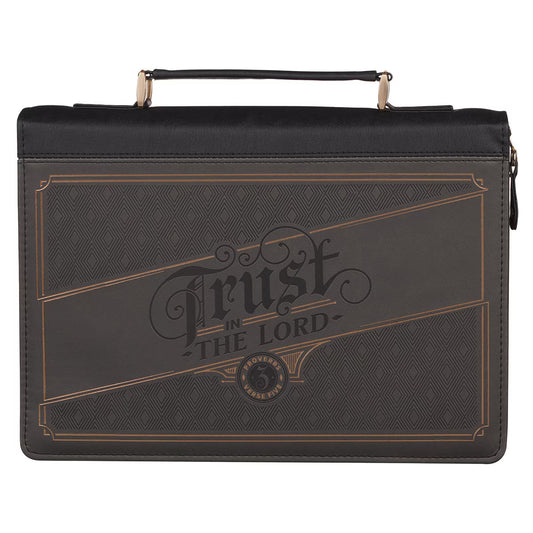 CAG BBL818 BIBLE COVER CLASSIC GRAY/BLACK TRUST IN THE LORD PROV. 3:5