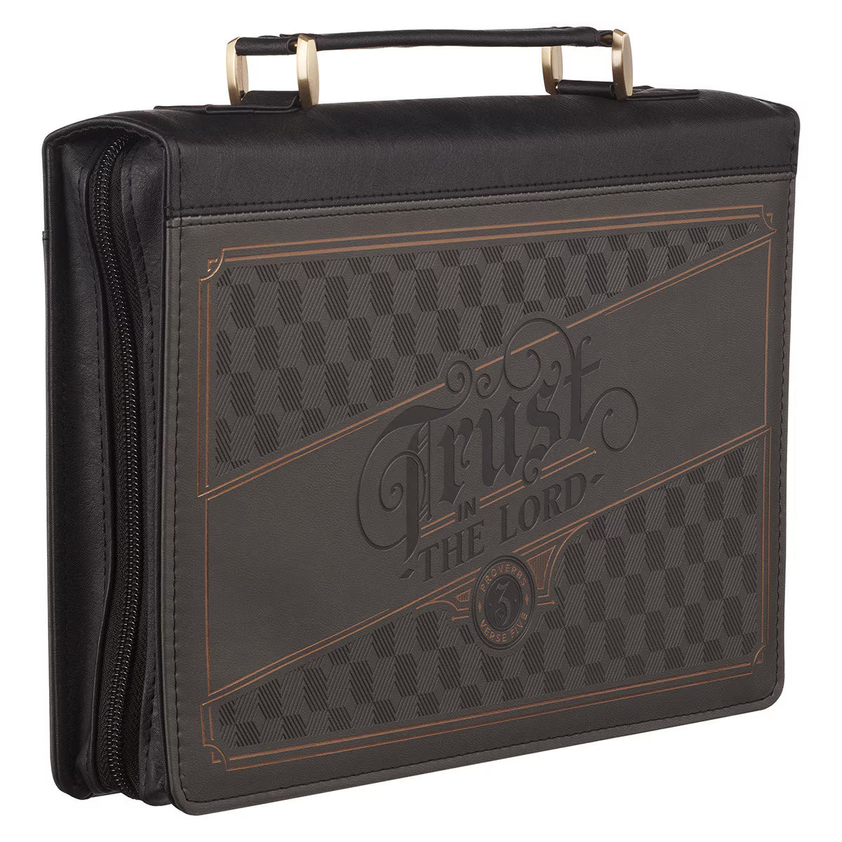 CAG BBL818 BIBLE COVER CLASSIC GRAY/BLACK TRUST IN THE LORD PROV. 3:5