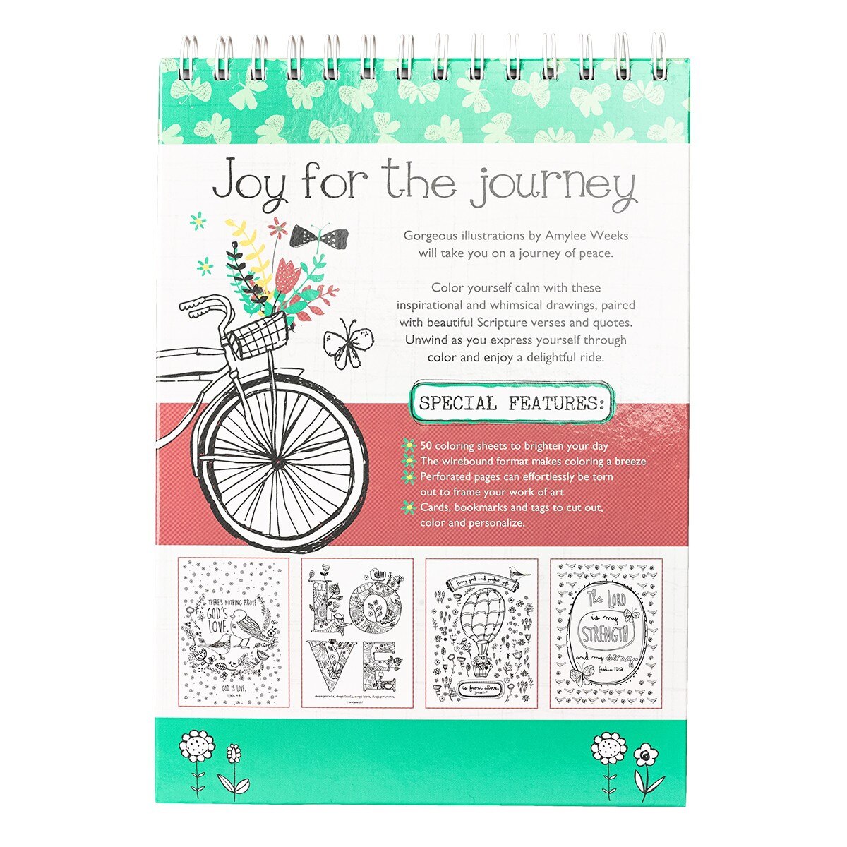 CAG CLR008 COLORING  BOOK  WIREBOUND  JOY  FOR  THE JOURNEY