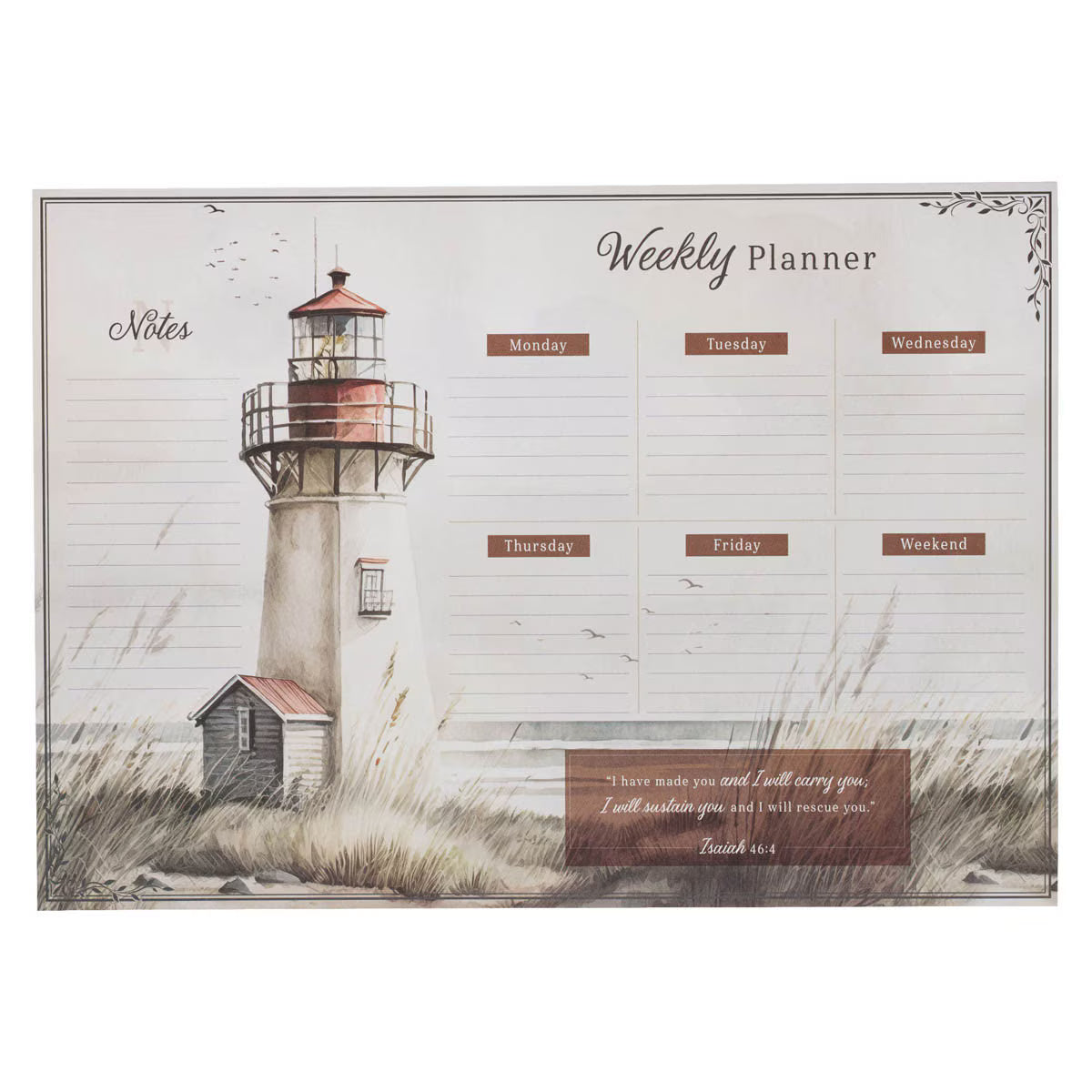 CAG DKP013 WEEKLY PLANNER UNDATED LIGHTHOUSE I WILL CARRY YOU ISA. 46:4