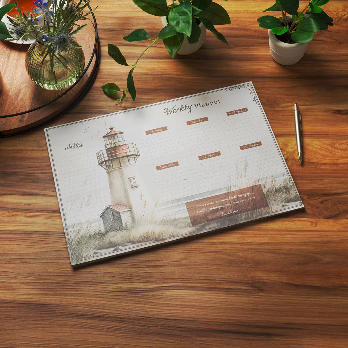 CAG DKP013 WEEKLY PLANNER UNDATED LIGHTHOUSE I WILL CARRY YOU ISA. 46:4