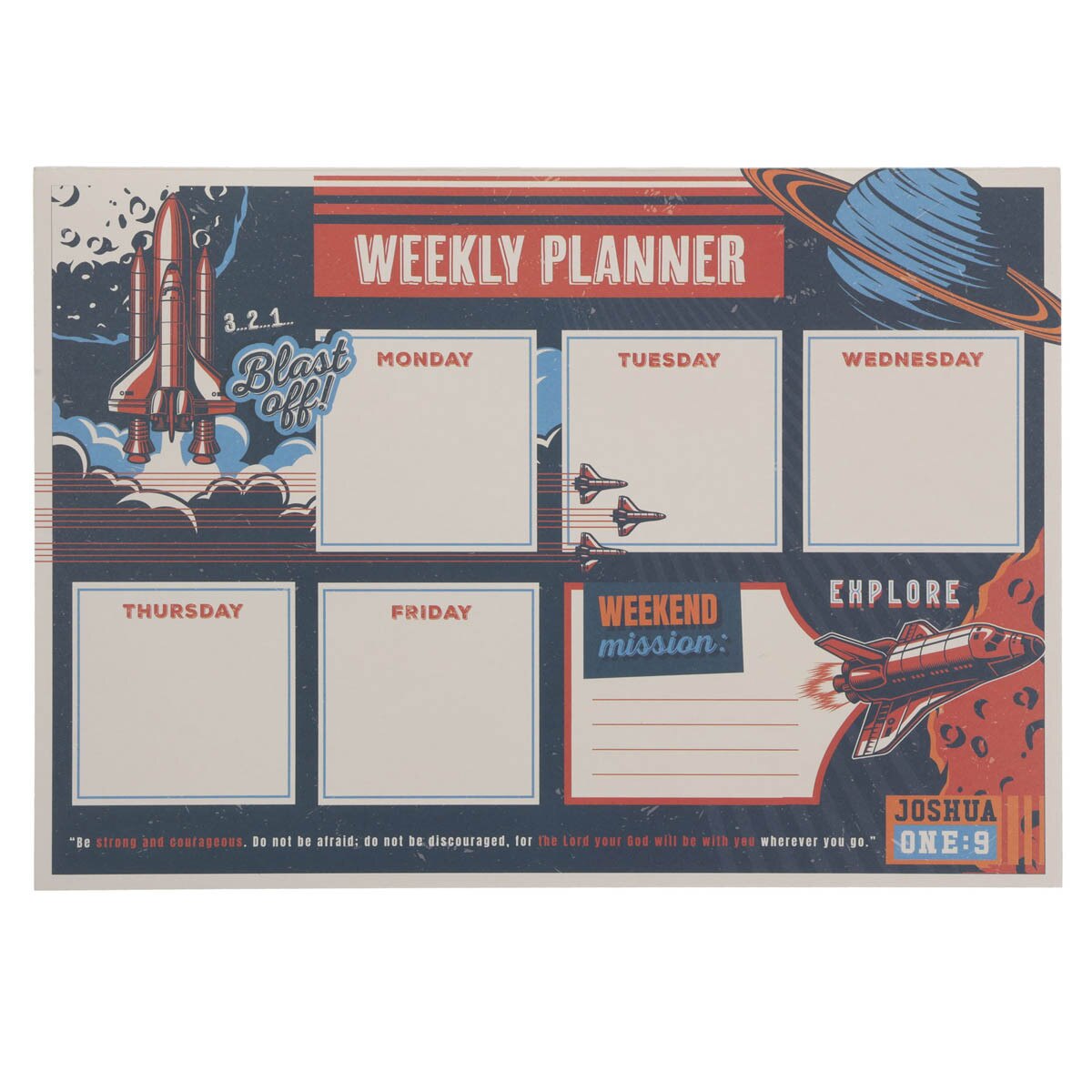 CAG DKP016 WEEKLY  PLANNER  UNDATED  STRONG  AND COURAGEOUS JOSH. 1:9