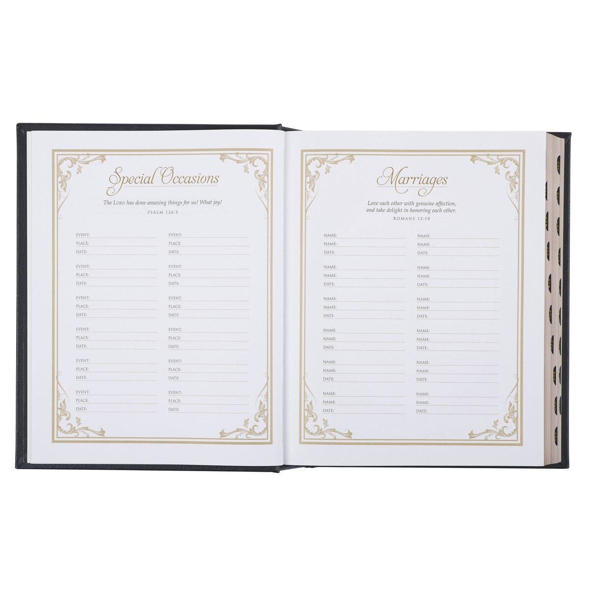 CAG FHB001 NLT, THE FAMILY HERITAGE BIBLE FULL GRAIN LEATHER HARDCOVER, BLACK