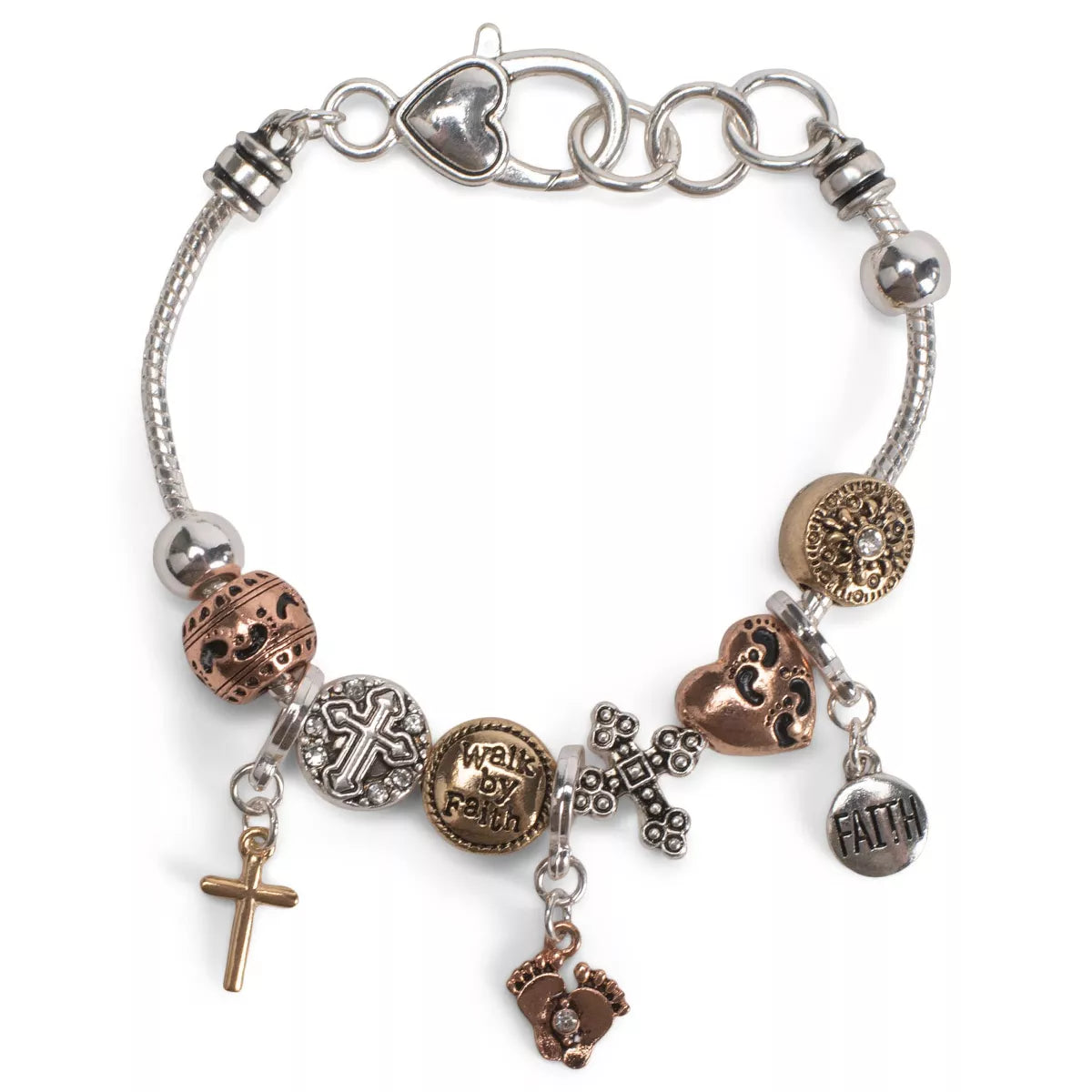 DIC 30-4887T BRACELET WALK BY FAITH 3T BEAD SILVER PL
