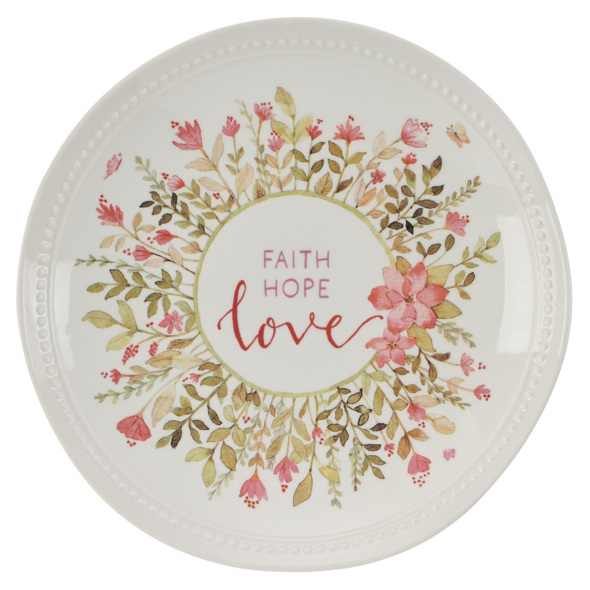 CAG HK012 PLATE PINK FAITH HOPE LOVE FLORAL