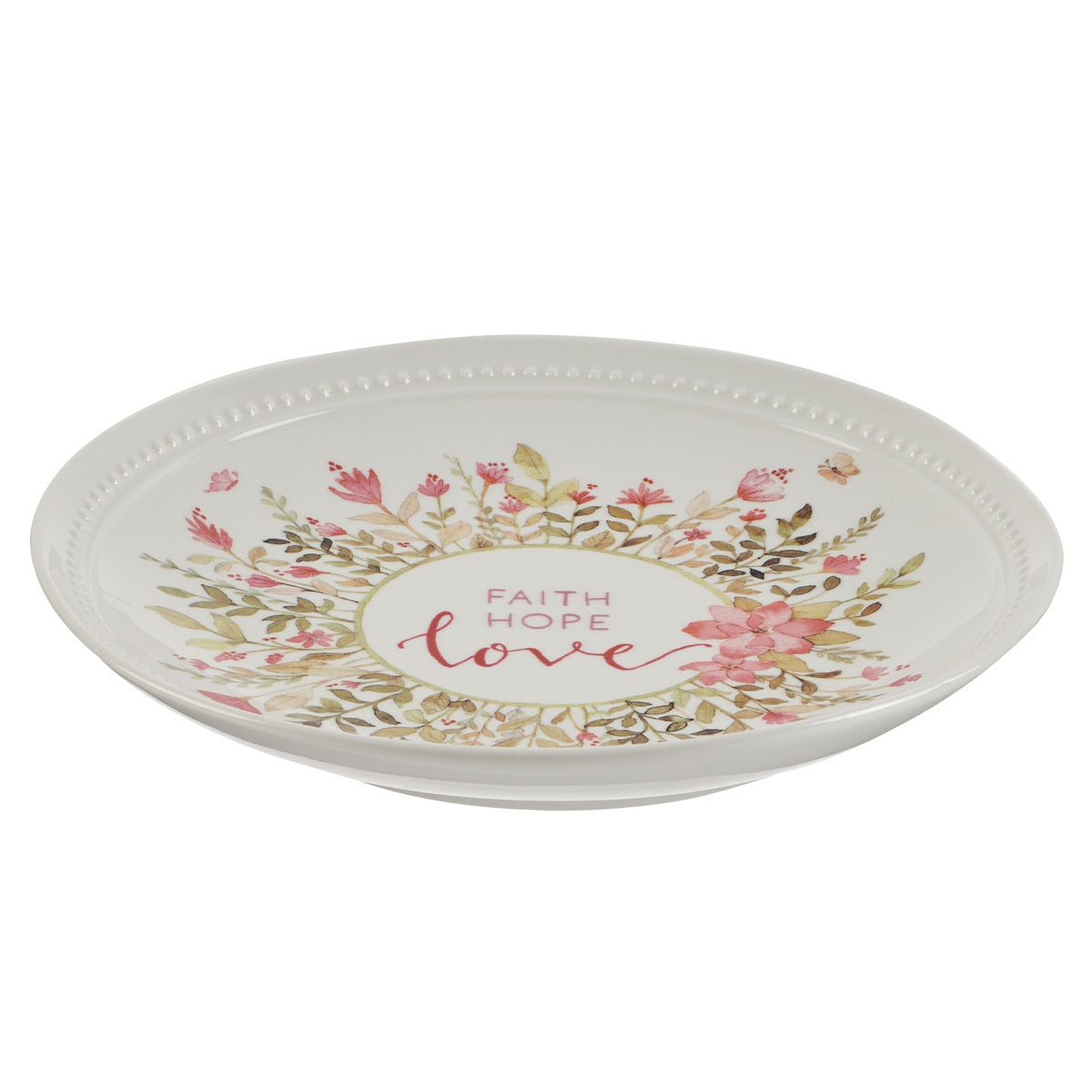 CAG HK012 PLATE PINK FAITH HOPE LOVE FLORAL