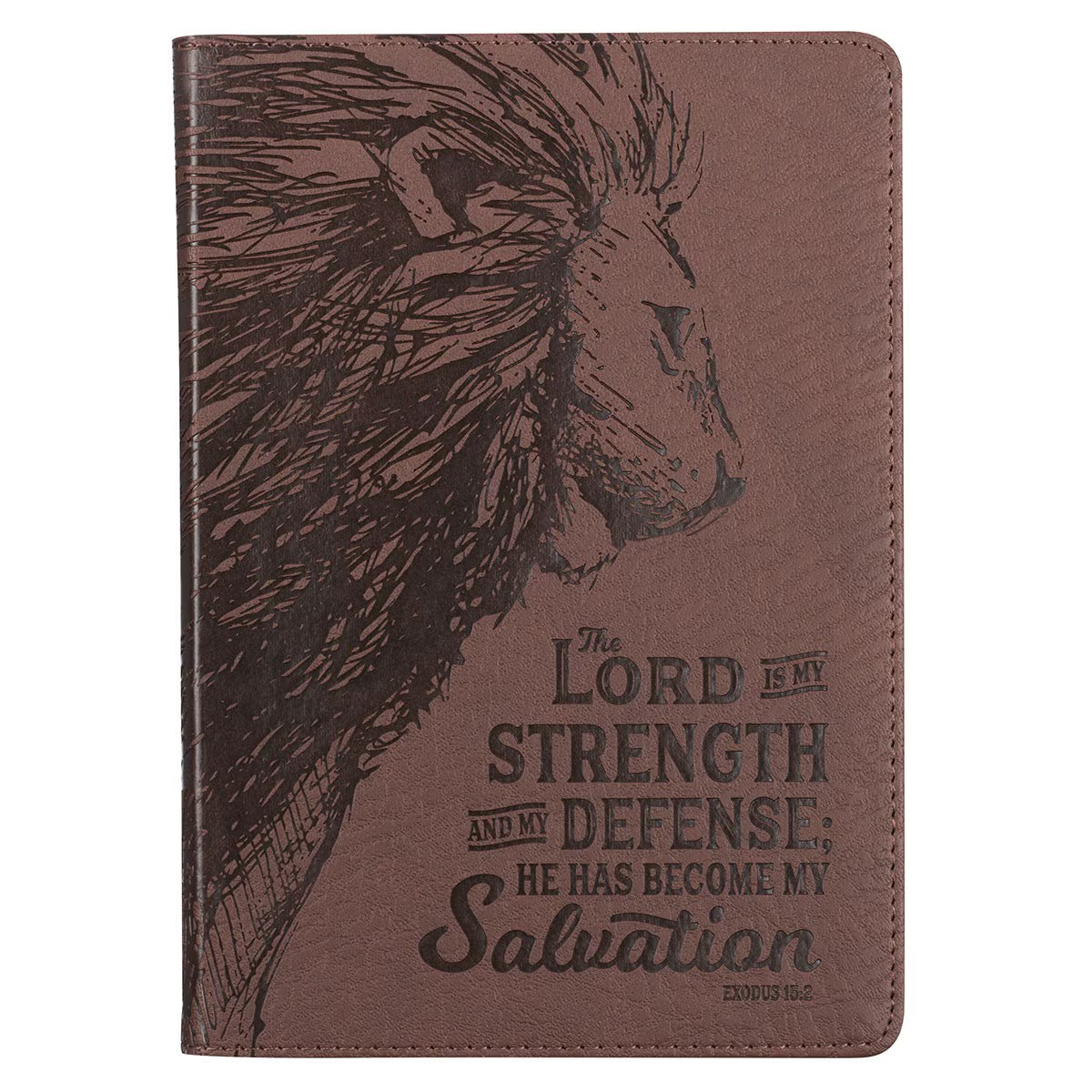 CAG JL477 JOURNAL CLASSIC BROWN MY STRENGTH & MY DEFENSE EXODUS 15:2