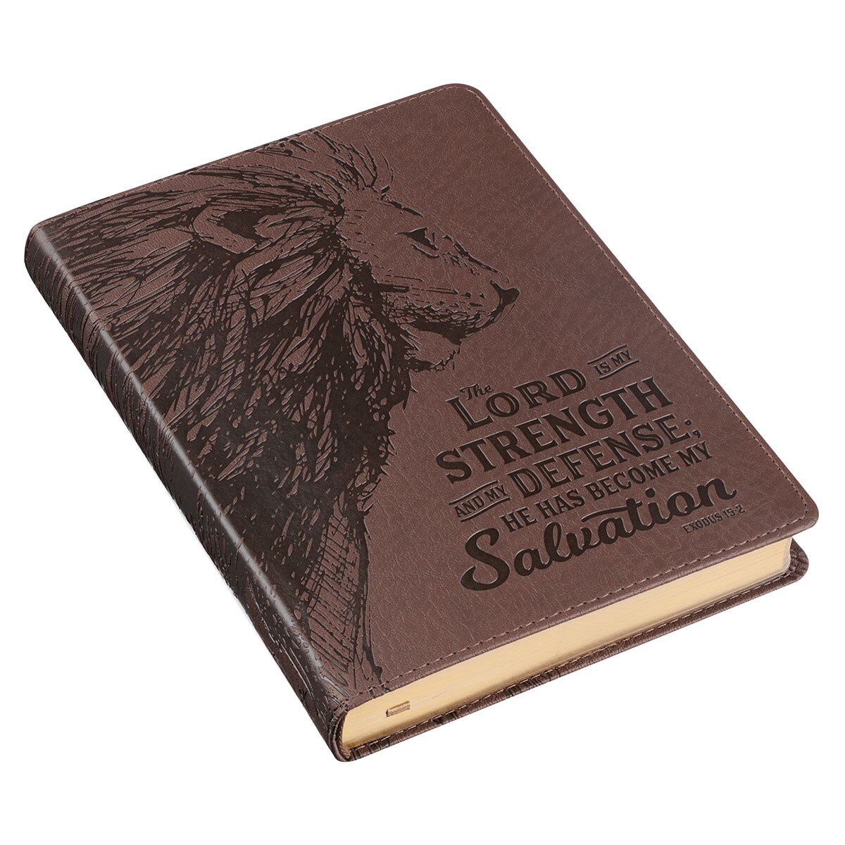 CAG JL477 JOURNAL CLASSIC BROWN MY STRENGTH & MY DEFENSE EXODUS 15:2