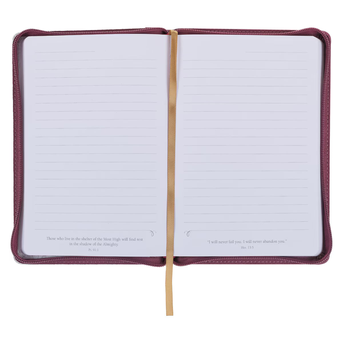 CAG JL678 JOURNAL  CLASSIC  ZIP  PLUM/WHITE  FLORAL PRINTED STRONG & COURAGEOUS JOSH. 1:9