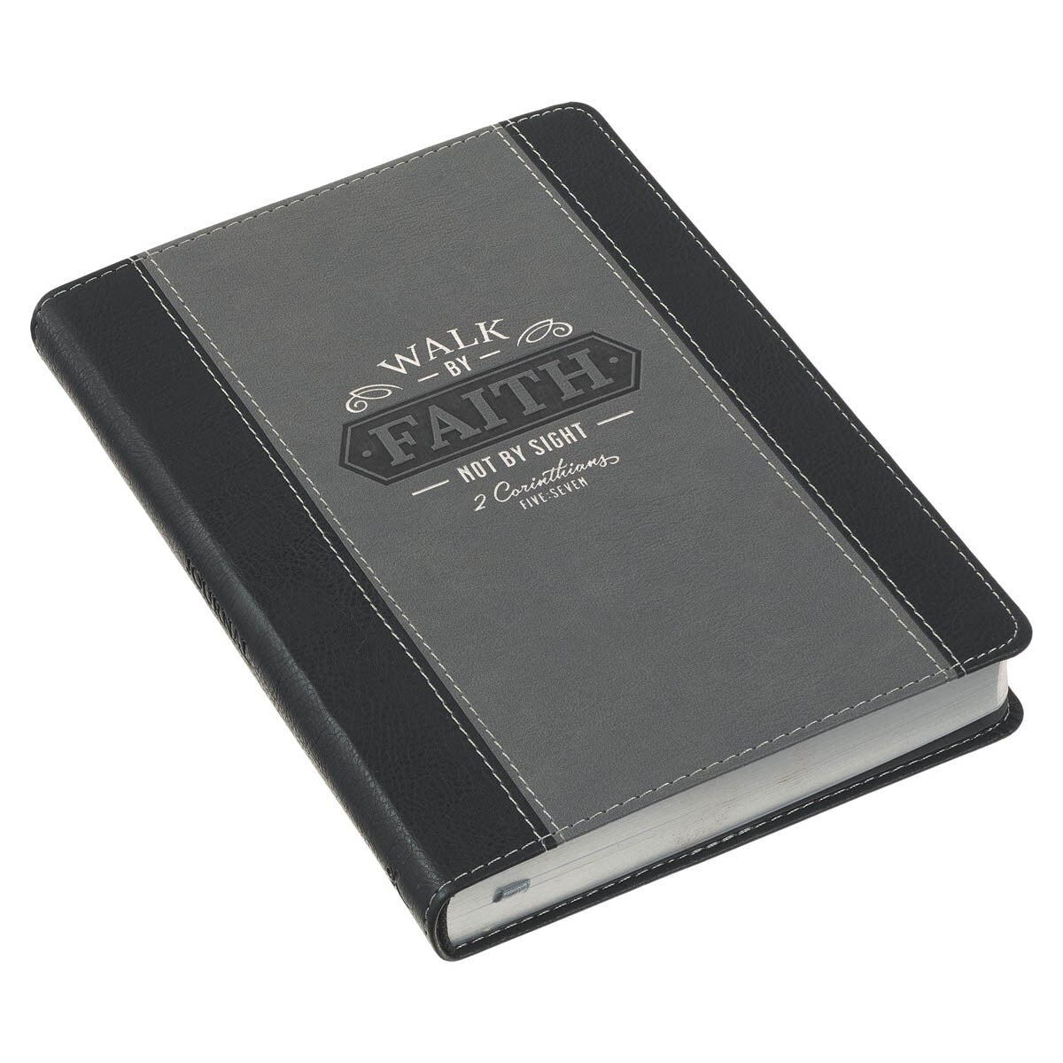 CAG JL681 JOURNAL CLASSIC BLACK/GRAY WALK BY FAITH 2 COR. 5:7