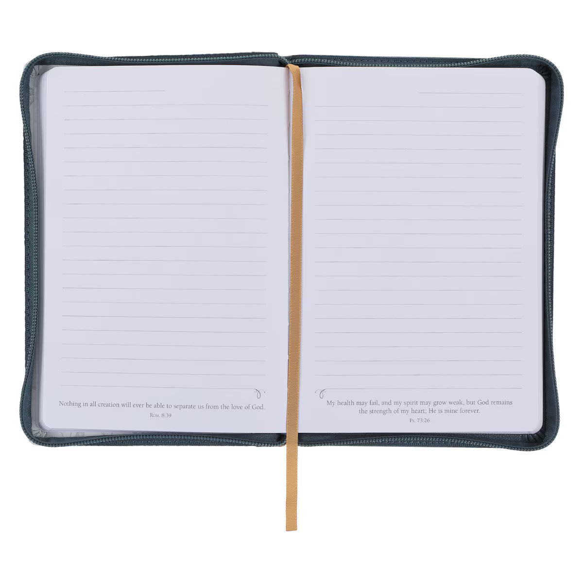CAG JL683 JOURNAL  CLASSIC  ZIP  TEAL/WHITE  FLORAL PRINTED WITH GOD ALL THINGS MATT. 19:26