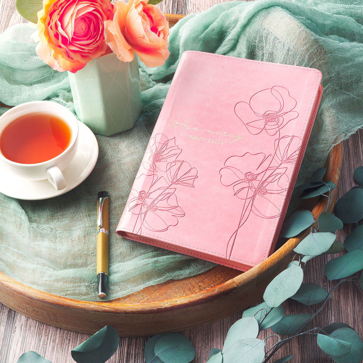 CAG JL685 JOURNAL CLASSIC ZIP PINK HIS MERCY NEVER FAILS