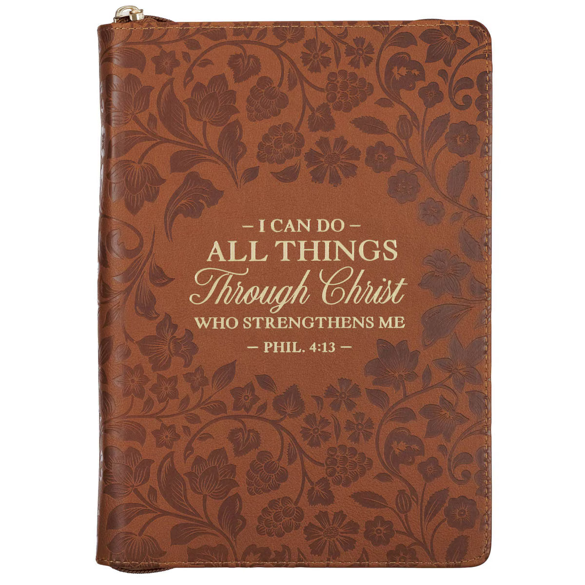 CAG JL724 JOURNAL  CLASSIC  ZIP  BROWN  FLORAL  ALL THINGS PHIL. 4:13