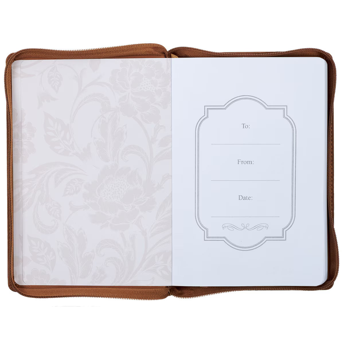CAG JL724 JOURNAL  CLASSIC  ZIP  BROWN  FLORAL  ALL THINGS PHIL. 4:13