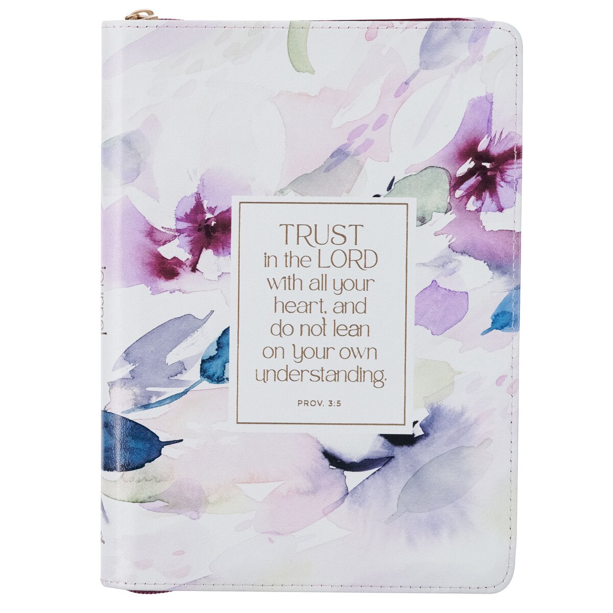 CAG JL725 JOURNAL CLASSIC ZIP PURPLE FLORAL TRUST IN THE LORD PROV. 3:5
