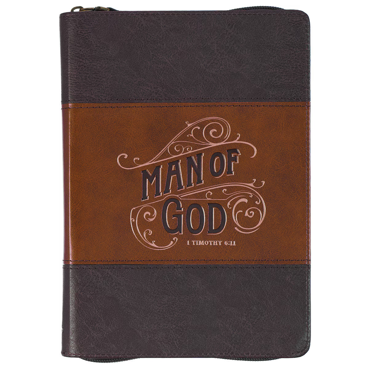 CAG JL726 JOURNAL CLASSIC ZIP BROWN TWO-TONE MAN OF GOD 1 TIM. 6:11