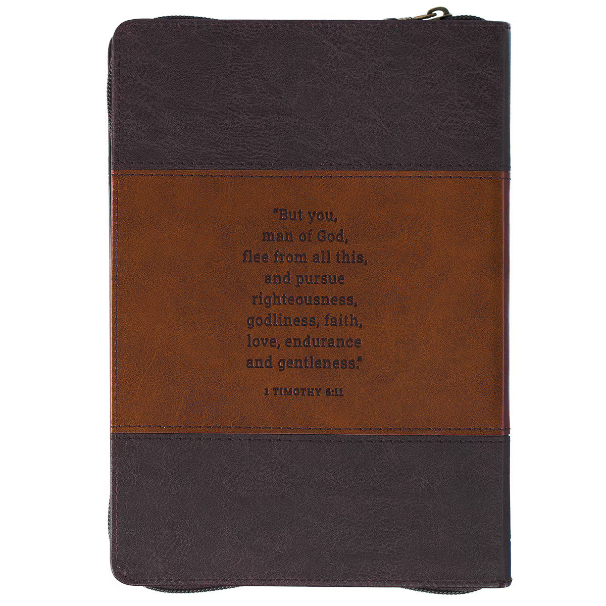 CAG JL726 JOURNAL CLASSIC ZIP BROWN TWO-TONE MAN OF GOD 1 TIM. 6:11