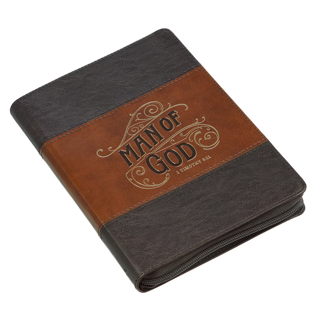 CAG JL726 JOURNAL CLASSIC ZIP BROWN TWO-TONE MAN OF GOD 1 TIM. 6:11