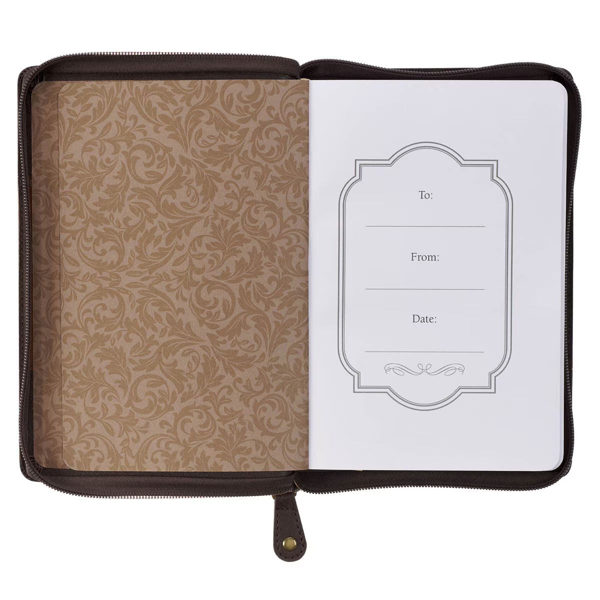 CAG JL726 JOURNAL CLASSIC ZIP BROWN TWO-TONE MAN OF GOD 1 TIM. 6:11