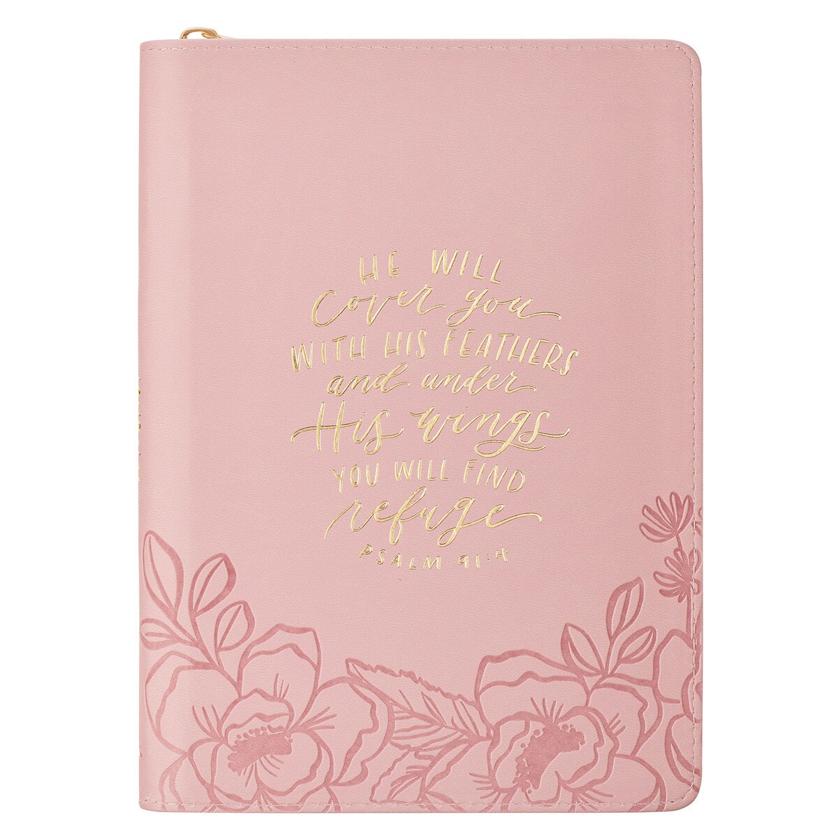 CAG JL856 JOURNAL CLASSIC ZIP PINK HE WILL COVER YOU PS. 91:4