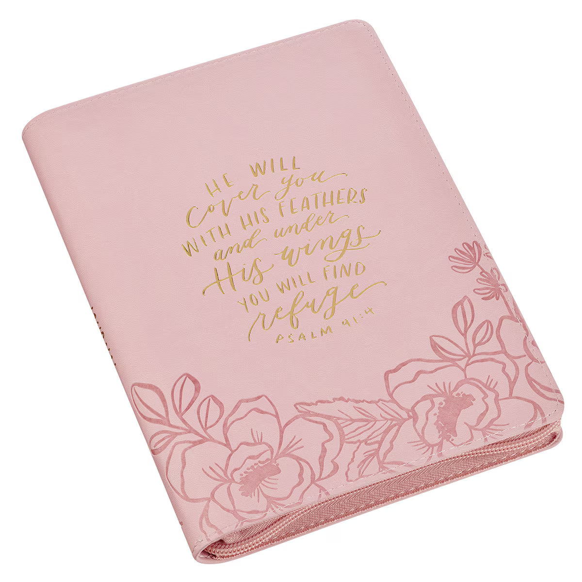 CAG JL856 JOURNAL CLASSIC ZIP PINK HE WILL COVER YOU PS. 91:4