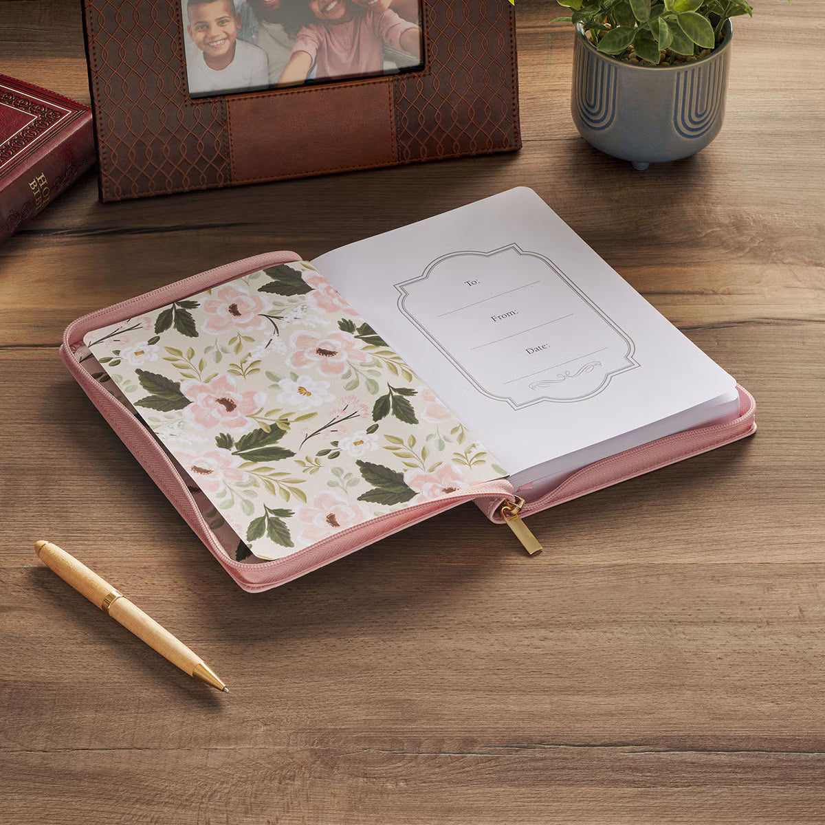 CAG JL856 JOURNAL CLASSIC ZIP PINK HE WILL COVER YOU PS. 91:4