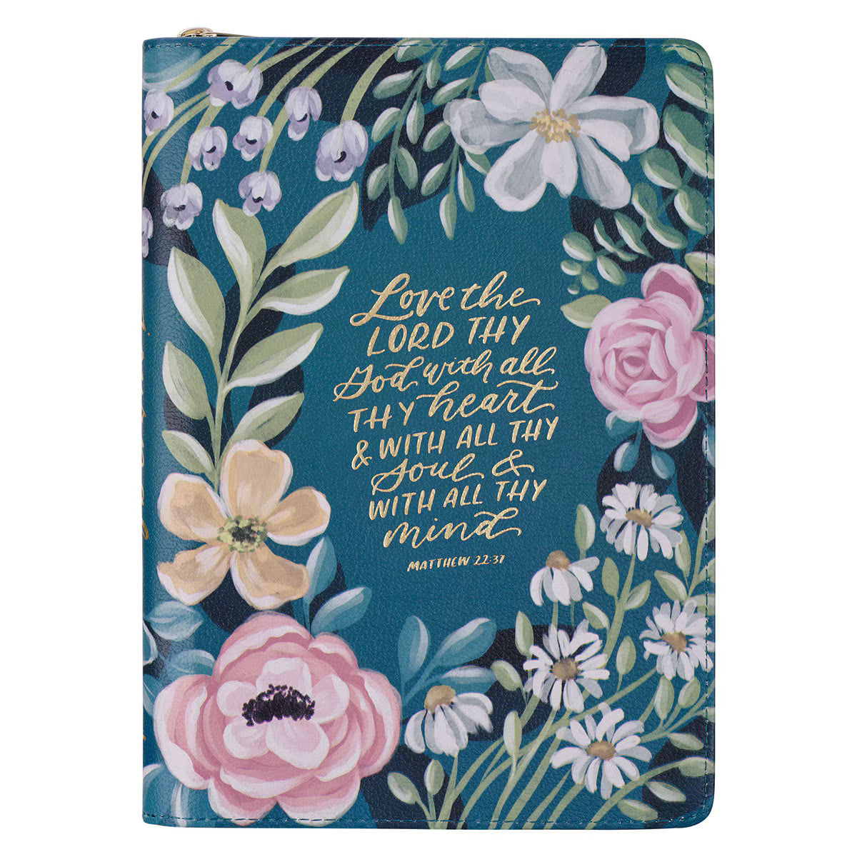 CAG JL874 JOURNAL  CLASSIC  ZIP  TEAL  LOVE  THE  LORD MATT. 22:37