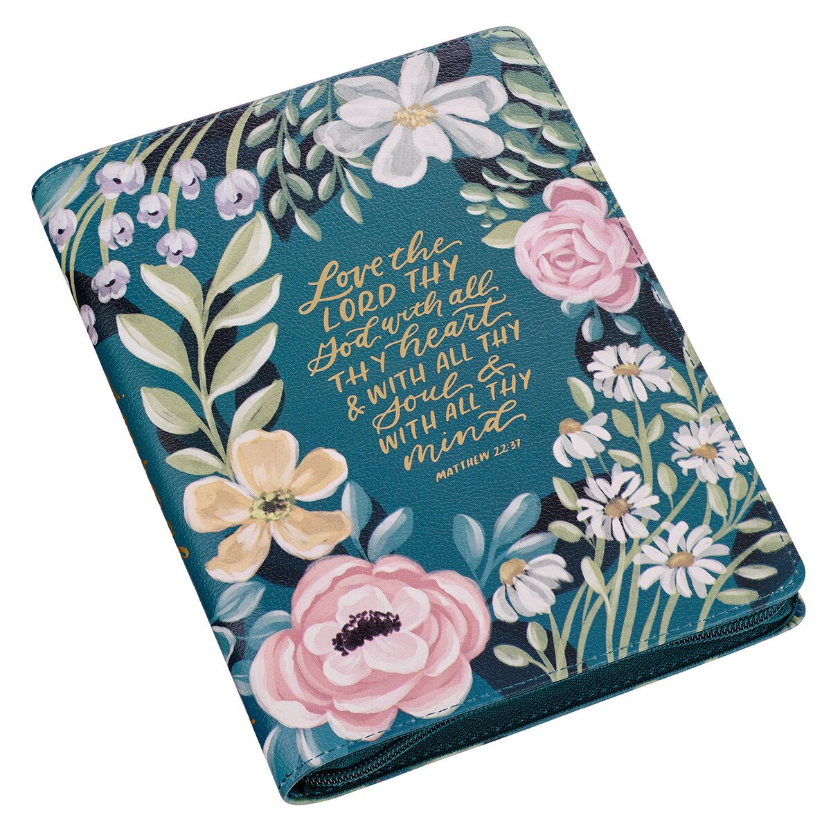 CAG JL874 JOURNAL  CLASSIC  ZIP  TEAL  LOVE  THE  LORD MATT. 22:37
