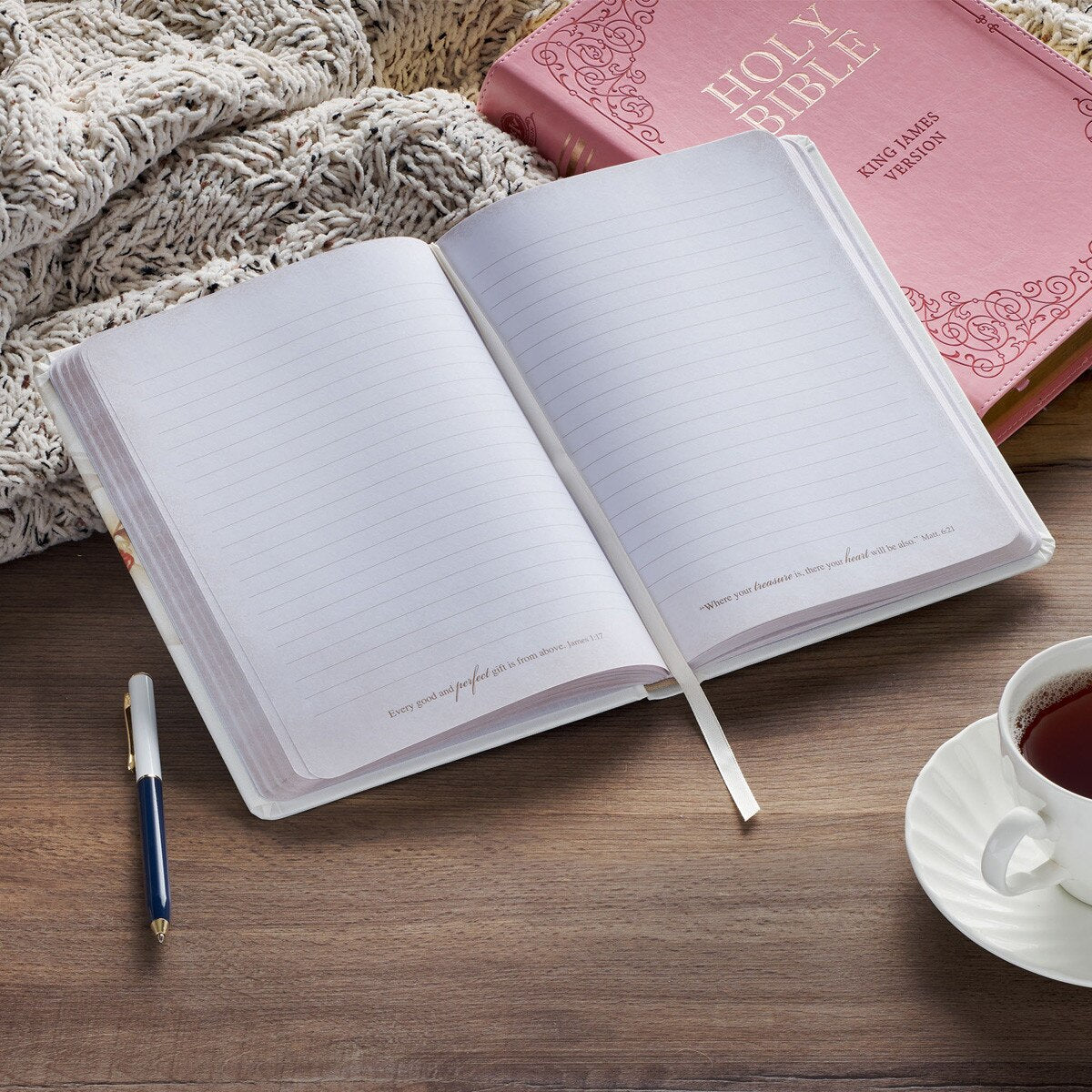 CAG JLH010 JOURNAL  HARDCOVER  WHITE  ALL  THINGS  FOR GOOD ROM. 8:28